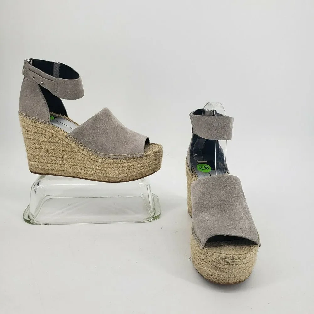 Dolce Vita Espadrille‎ Sandals Gray Suede Platform